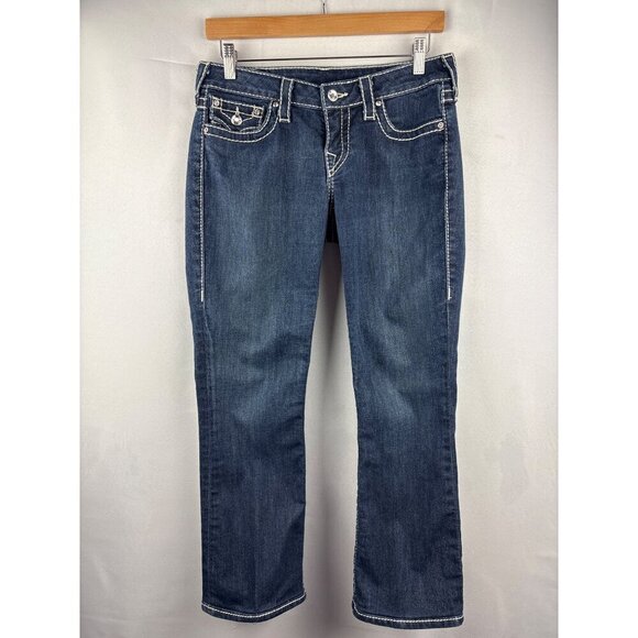 True Religion Womens Size 28 Distressed Blue Denim Jeans - Picture 2 of 7